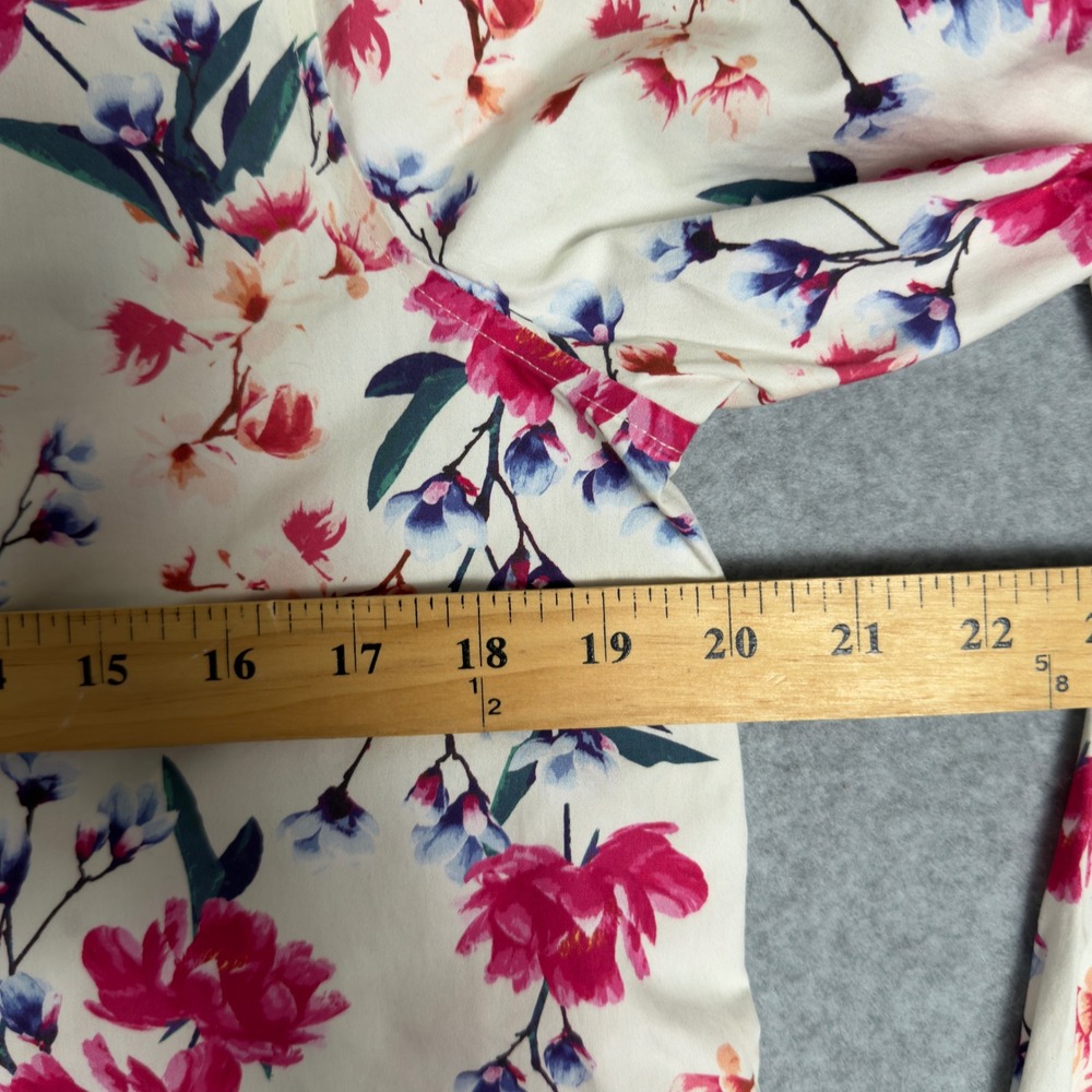 Lands End Women's 8 Floral Print Supima Cotton Button Down Shirt Long Sleeve - Picture 5 of 10